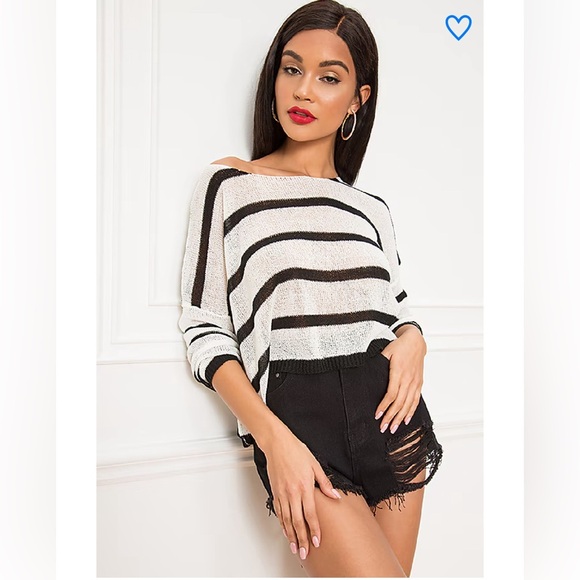 superdown Sweaters - NEW Superdown Striped Sweater BROWN